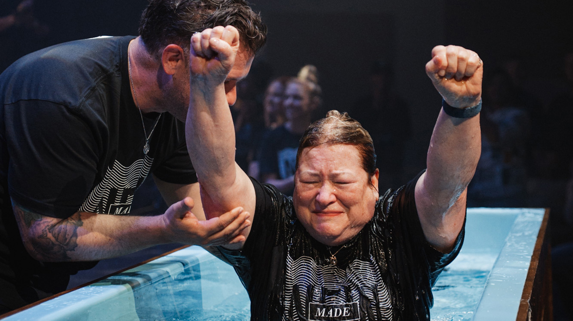 woman being water baptized